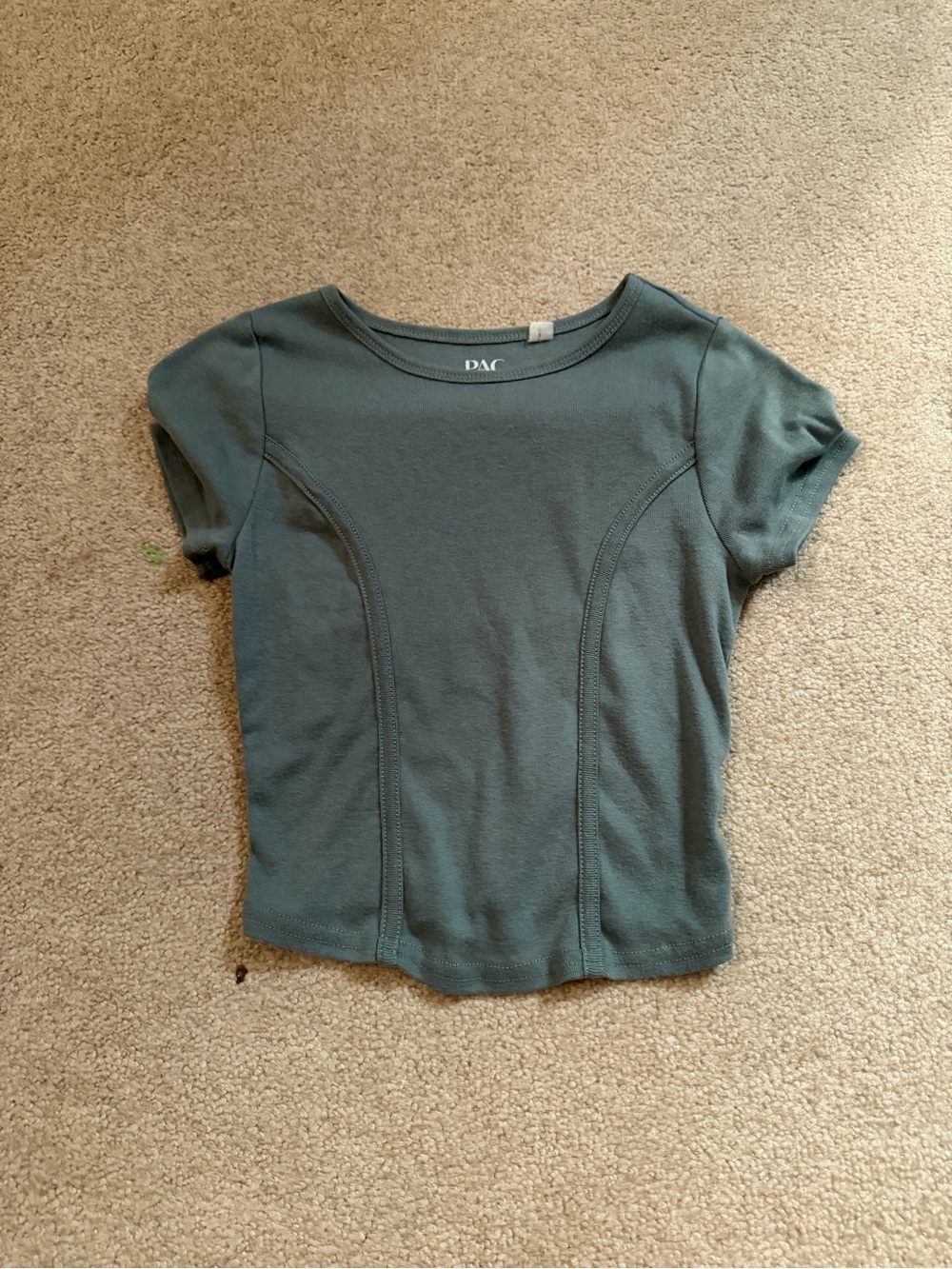 Pacsun Short Sleeve Scoop Neck Top in Slate Green